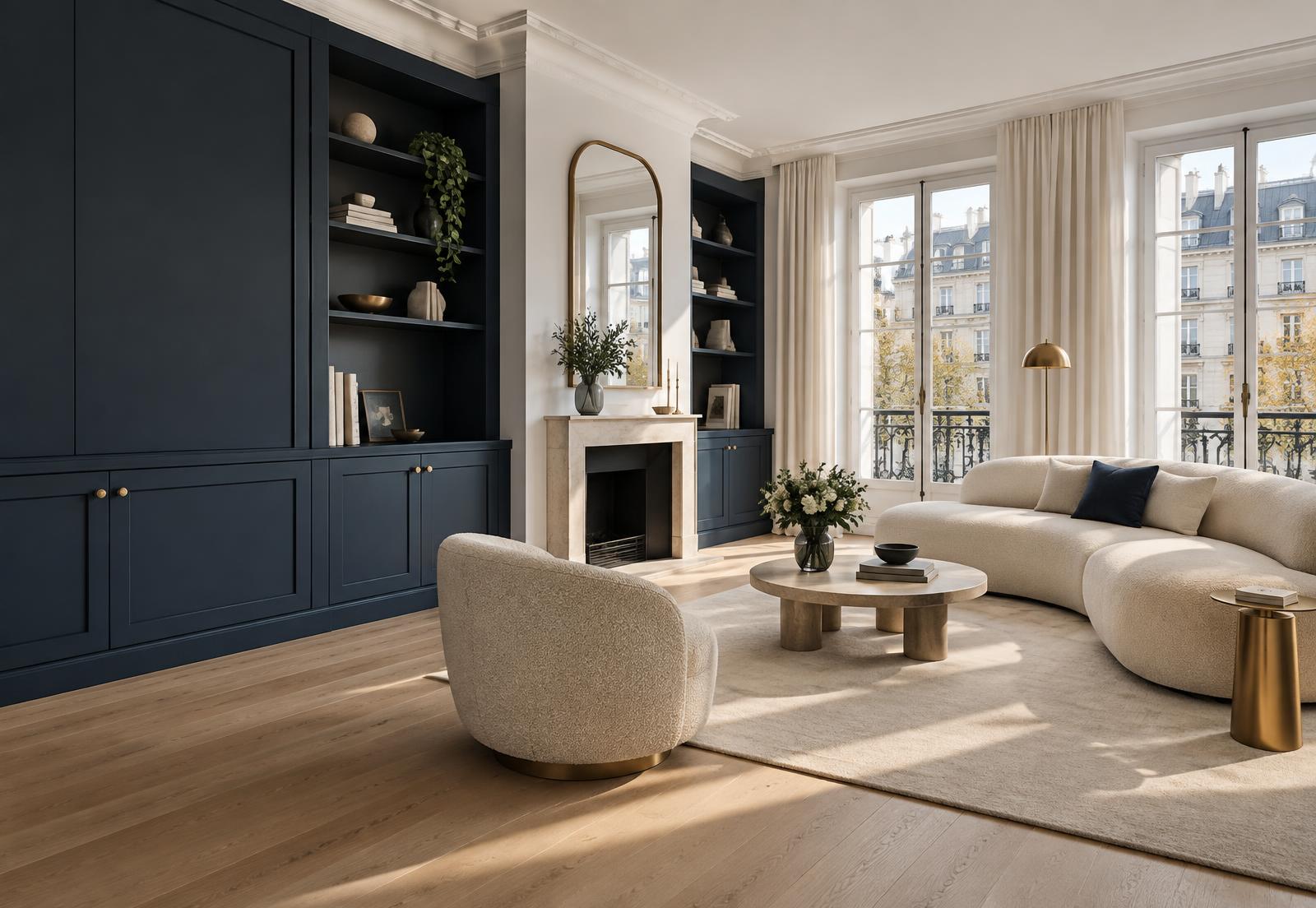 Salon parisien rénové par Pro deco